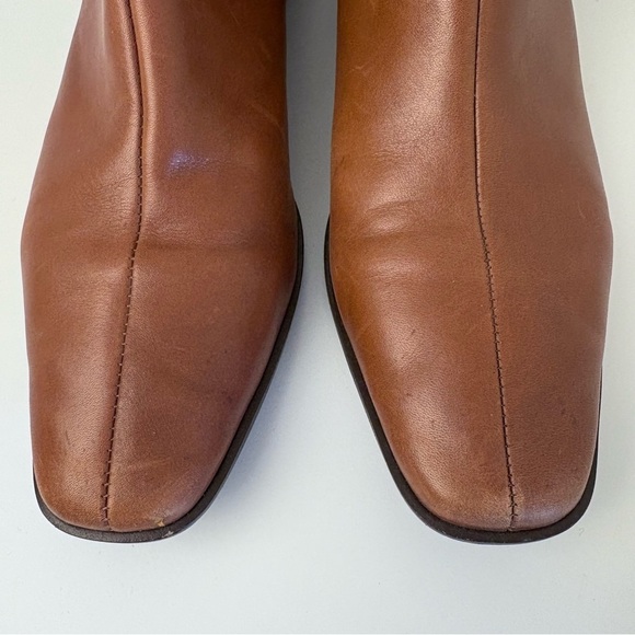 Talbots Brown Leather Ankle Boots with Gold Buckle Accent - Picture 5 of 8